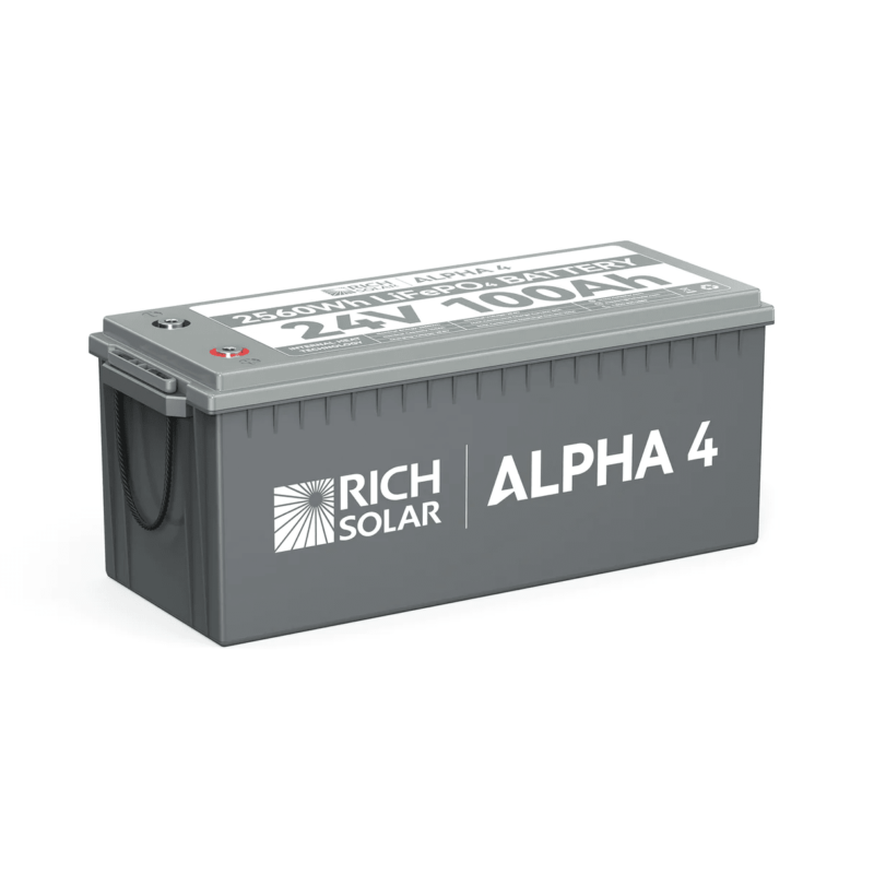 Rich Solar 24V 100Ah LiFePO4 Lithium Iron Phosphate Battery w/ Internal Heating and Bluetooth Function | ALPHA 4 | ALPHA 4 LITE