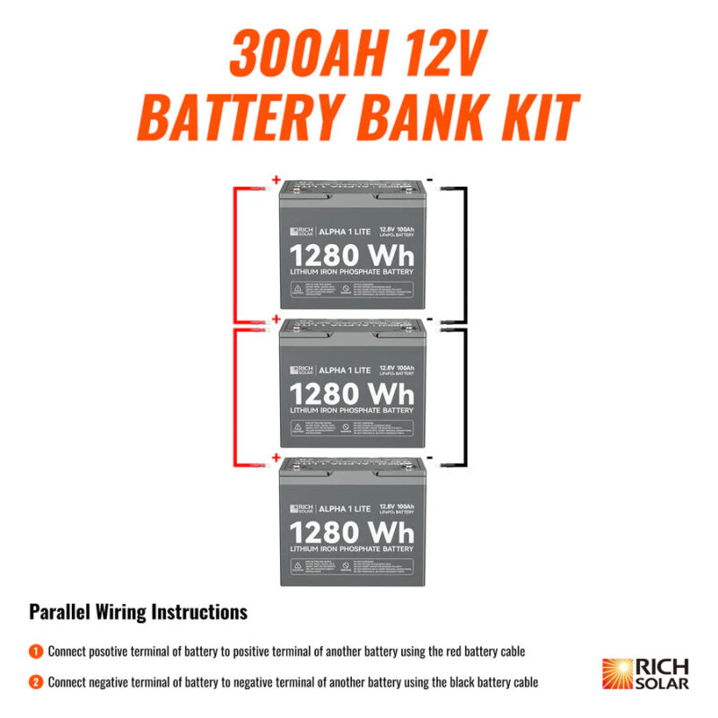 Rich Solar 12V - 300AH - 3.8kWh Lithium Battery Bank - Image 2