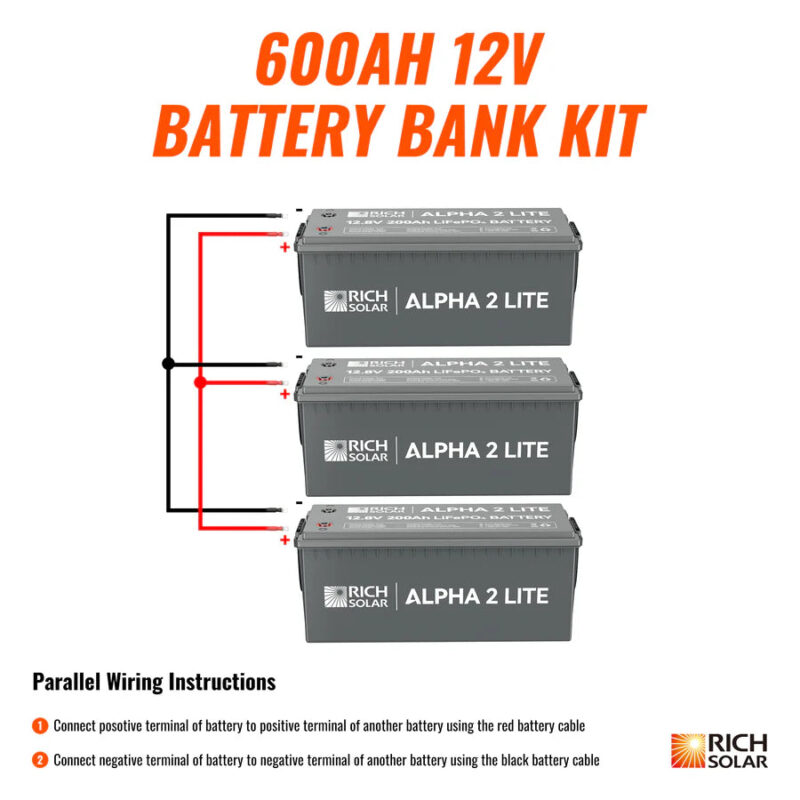 Rich Solar 12V - 200Ah - 5.12kWh Lithium Battery Bank | 5 Year Warranty - Image 4