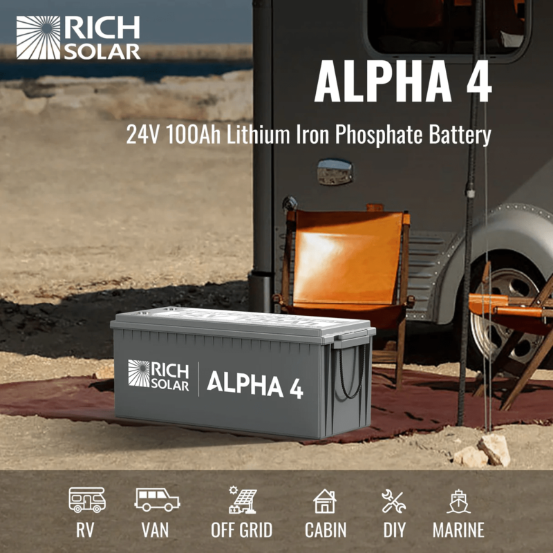 Rich Solar 24V 100Ah LiFePO4 Lithium Iron Phosphate Battery w/ Internal Heating and Bluetooth Function | ALPHA 4 | ALPHA 4 LITE - Image 8