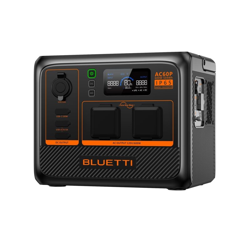 Bluetti AC60P 600W / 504Wh Expandable Portable Power Station + Choose Your Custom Bundle | Solar Generator Kit - Image 7